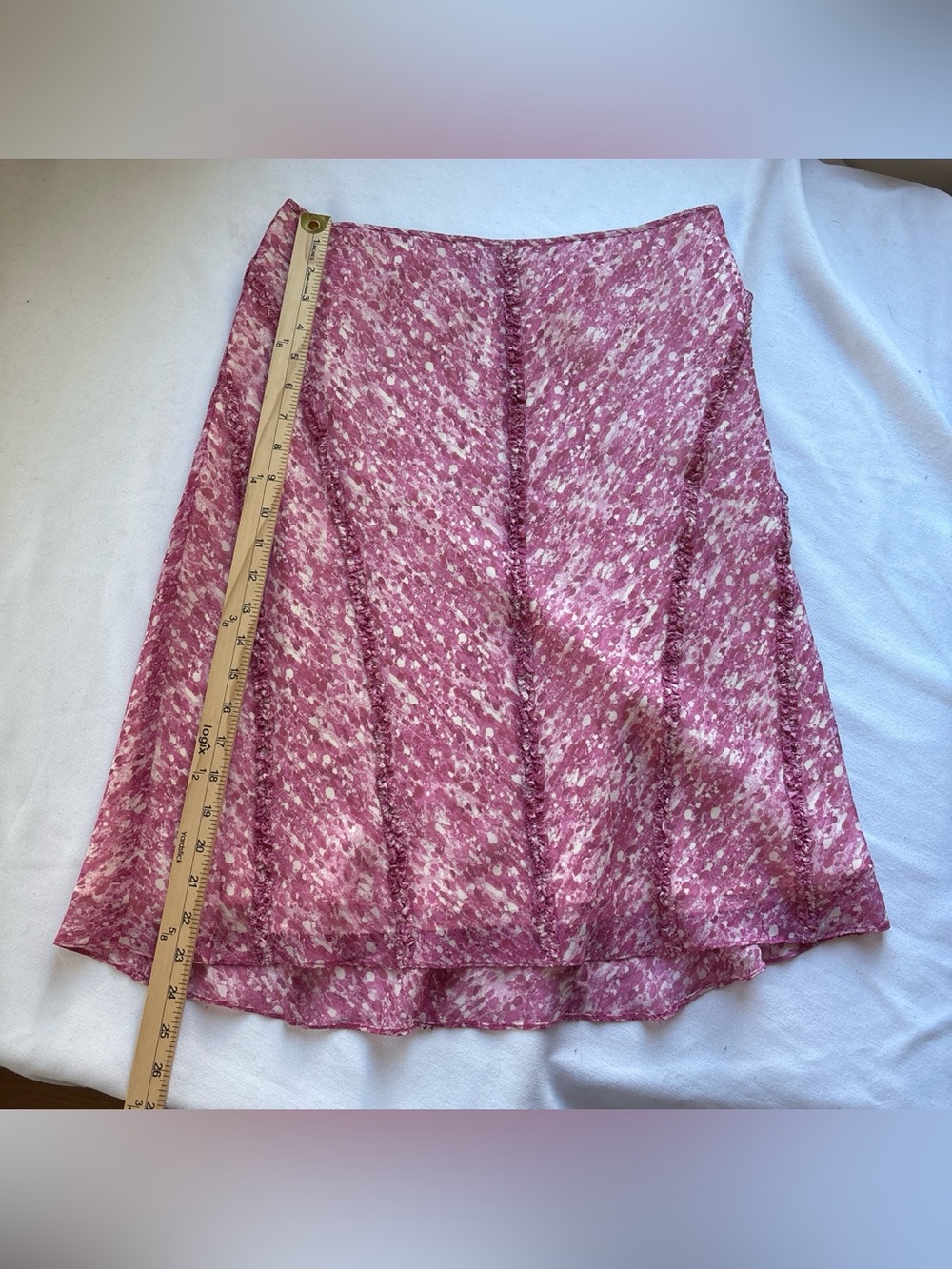 Vintage Ann Taylor 100% Silk Pink Abstract Midi Skirt Small